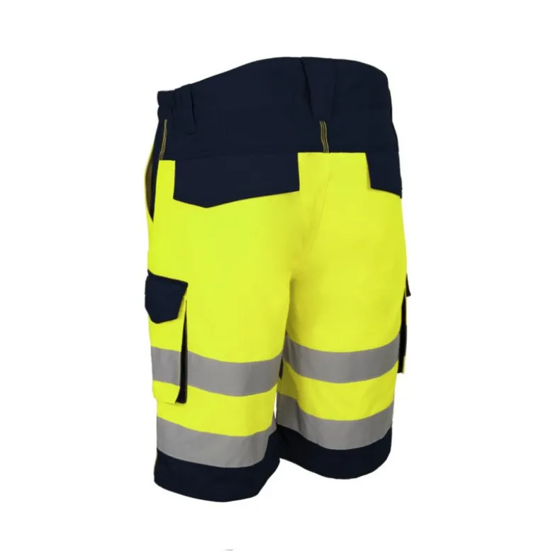 Bermuda - HIBANA - 60% CO/40% PES 270g/m2 + Stretch - Jaune HV/Marine - COVERGUARD | 5HBS160