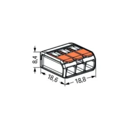 Borne WAGO 221 Mini 3x4mm² à leviers souple & rigide - Wago | 221-413