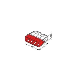 Borne WAGO 2273 - 4 x 0,5 à 2,5mm² Transp. / Rouge - Wago | 2273-204