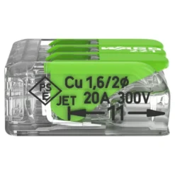 Boîte de 12 bornes WAGO Green 221 3x6mm² à leviers souple & rigide - WAGO |221-423/995-012