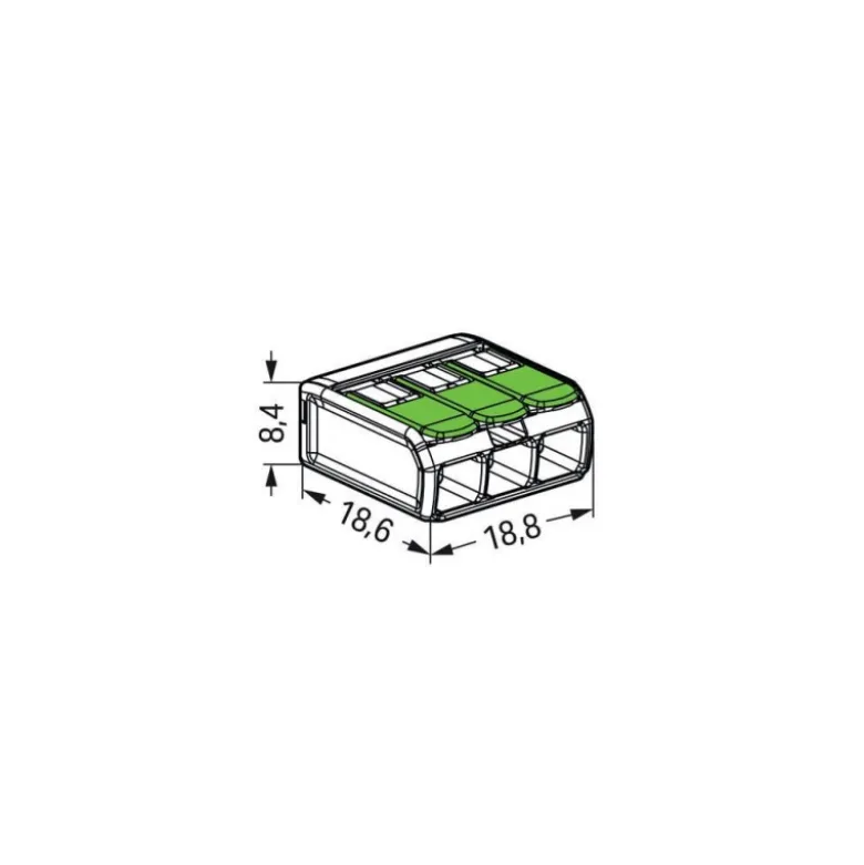 Boîte de 12 bornes WAGO Green 221 3x6mm² à leviers souple & rigide - WAGO |221-423/995-012