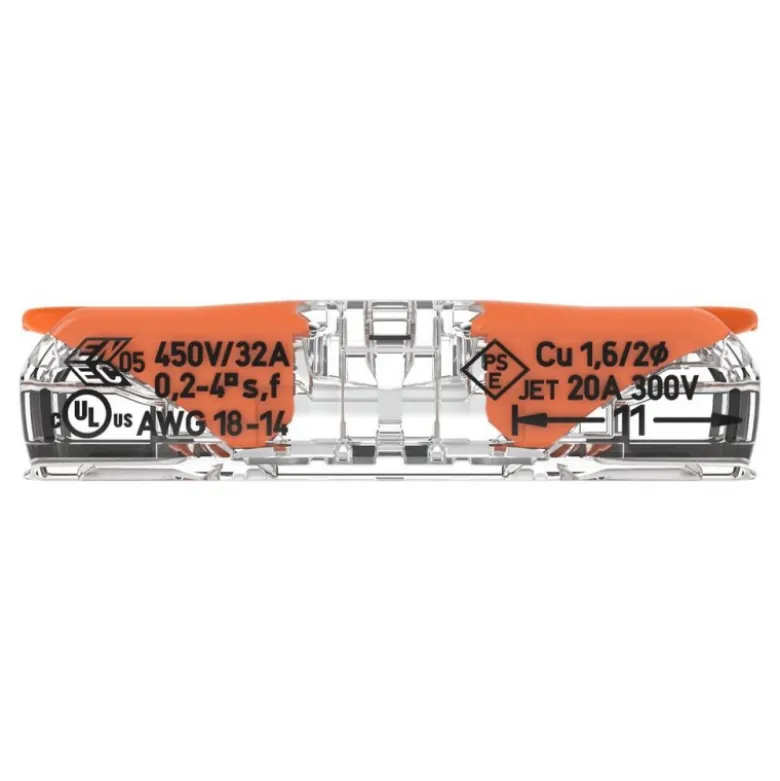 Boîte de 12 bornes WAGO 221 Inline 2x4mm² à leviers souple & rigide - Wago | 221-2411/995-012