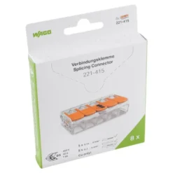 Boîte de 8 bornes WAGO 221 Mini 5x4mm² à leviers souple & rigide - WAGO | 221-415/995-008