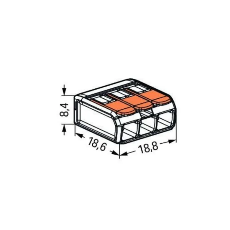 Boîte de 12 bornes WAGO 221 Mini 3x4mm² à leviers souple & rigide - WAGO | 221-413/995-012