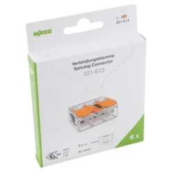 Boîte de 8 bornes WAGO 221 3x6mm² à leviers souple & rigide - WAGO | 221-613/995-008