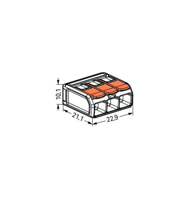 Boîte de 8 bornes WAGO 221 3x6mm² à leviers souple & rigide - WAGO | 221-613/995-008