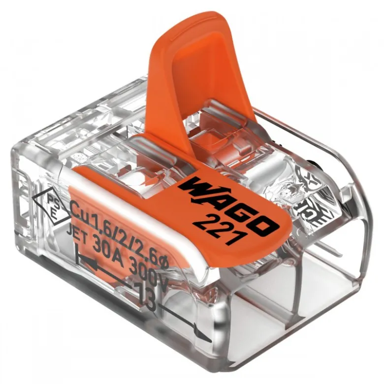 Boîte de 10 bornes WAGO 221 2x6mm² à leviers souple & rigide - WAGO | 221-612/995-010