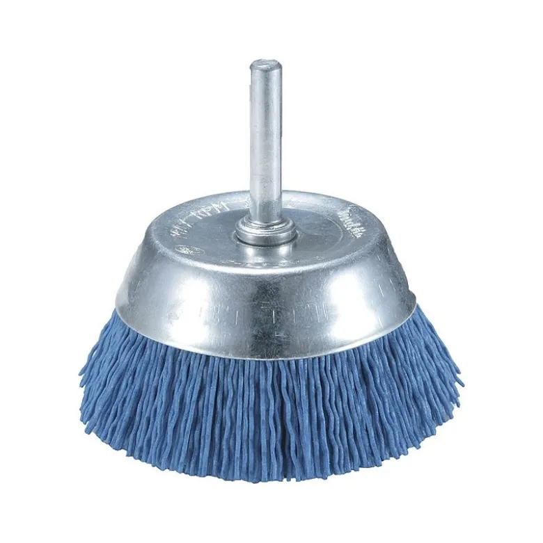 Brosse boisseau à fils nylon pour perceuses Ø 75mm, Grain 80, Ø queue 6mm, Qté 1 Makita | D-45521