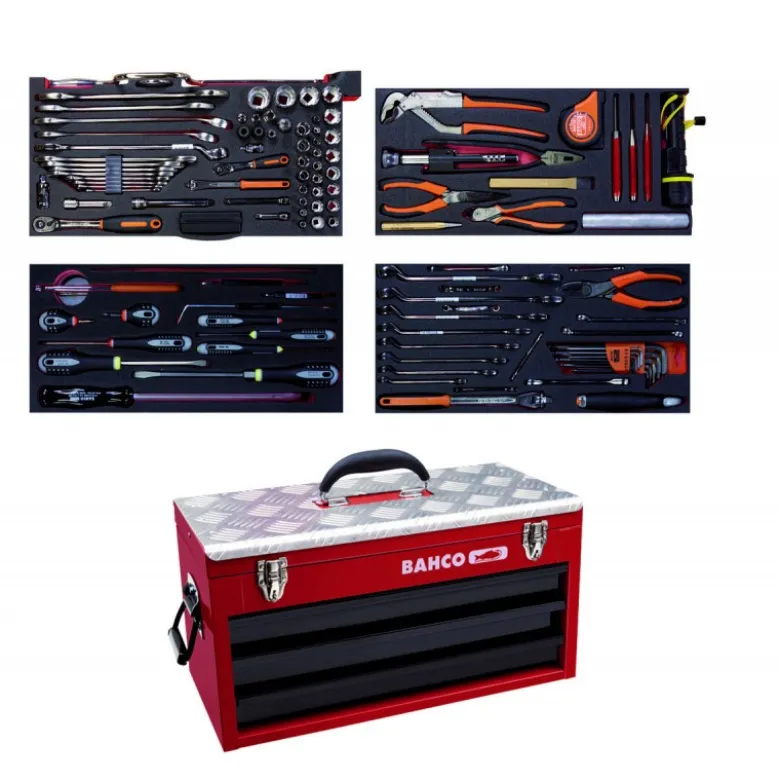 Caisse à outils métallique, kit d'outils aviation - 137 pcs - Bahco | 1483KHD3RB-FF5