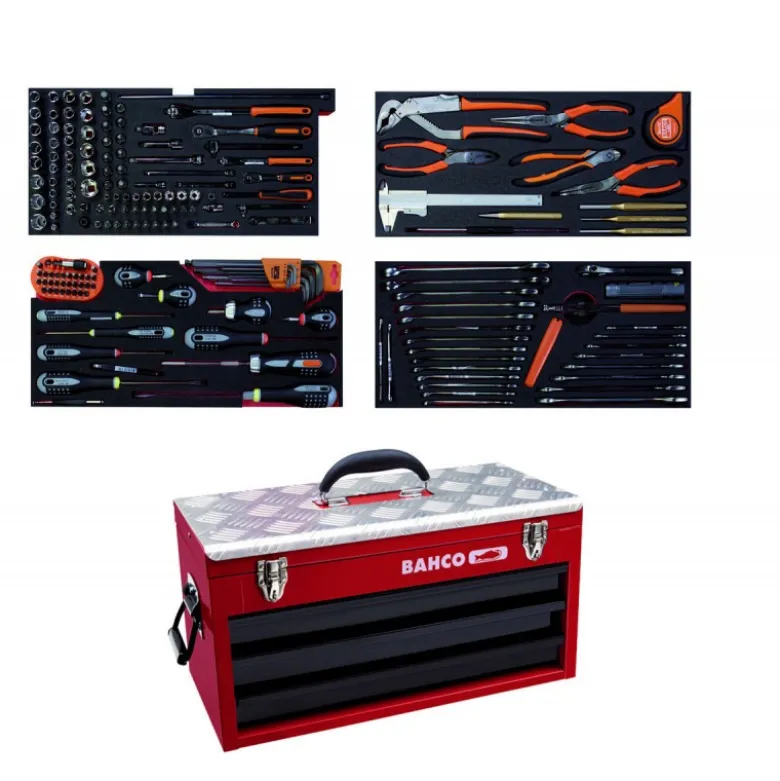 Caisse à outils métallique, kits d’outils multi-usages - 193 pcs - Bahco | 1483KHD3RB-FF3