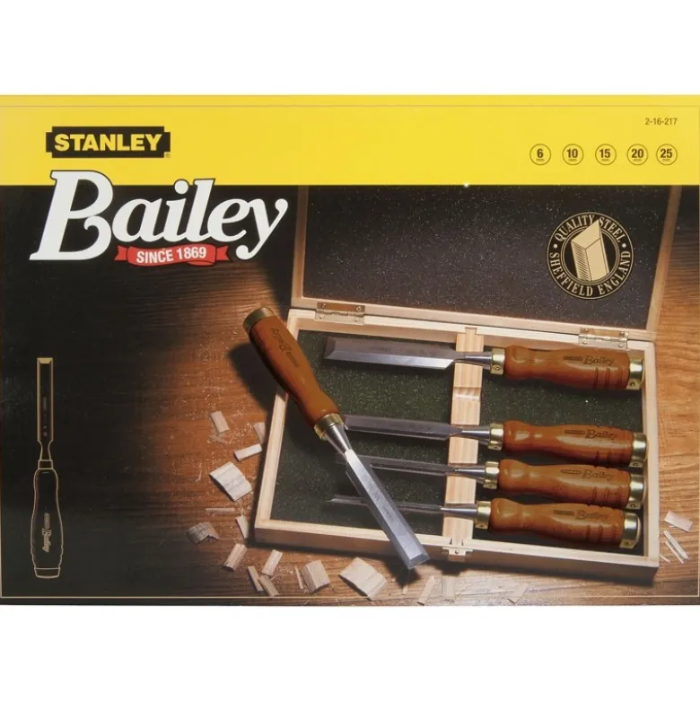 CISEAU A BOIS MANCHE BOIS - COFFRET DE 5 PIÈCES STANLEY 2-16-217