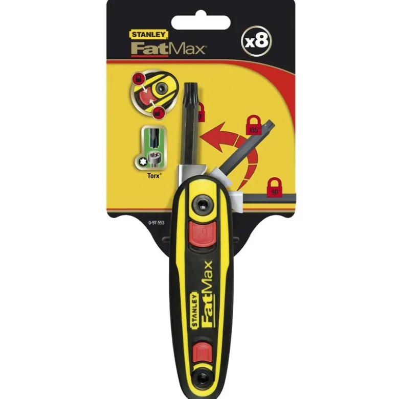 CLE MALE TORX SUR SUPPORT VERROUILLABLE - JEU DE 8 PIÈCES STANLEY FATMAX 0-97-553