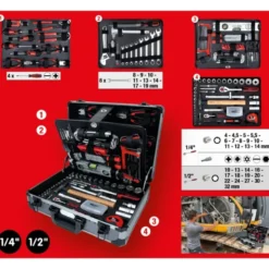 Coffre à outils 1/4'' + 1/2'', 127 pcs. - KSTools | 911.0727