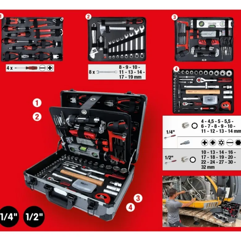 Coffre à outils 1/4'' + 1/2'', 127 pcs. - KSTools | 911.0727