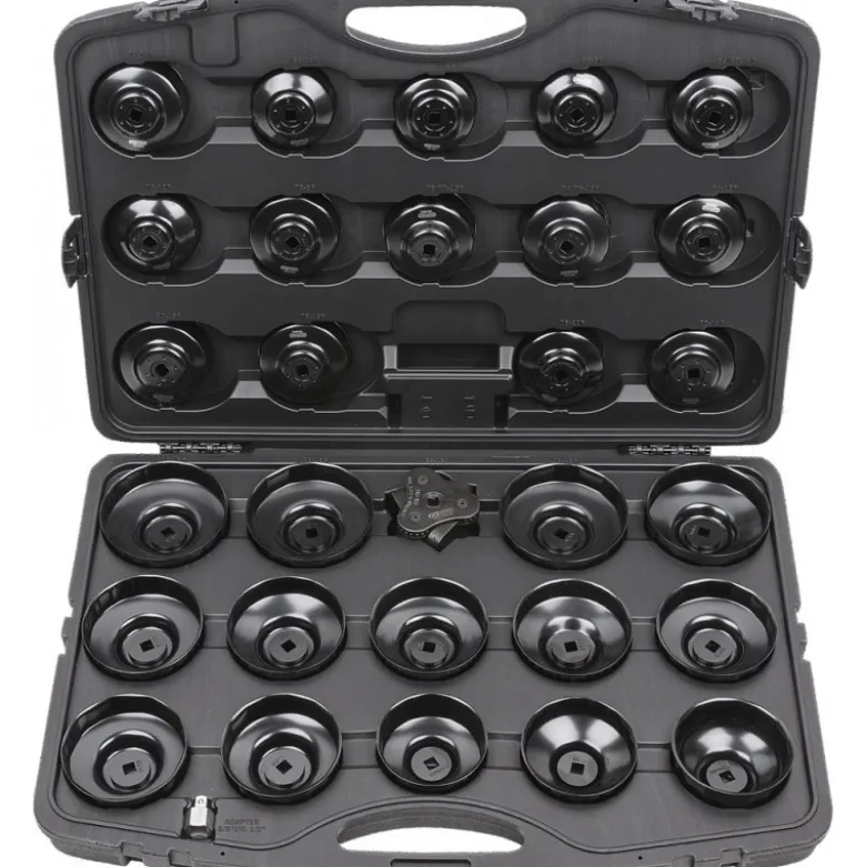 Coffret de cloches pour filtre à huile 3/8'' + 1/2'', 30 pcs - KSTools | 150.9350