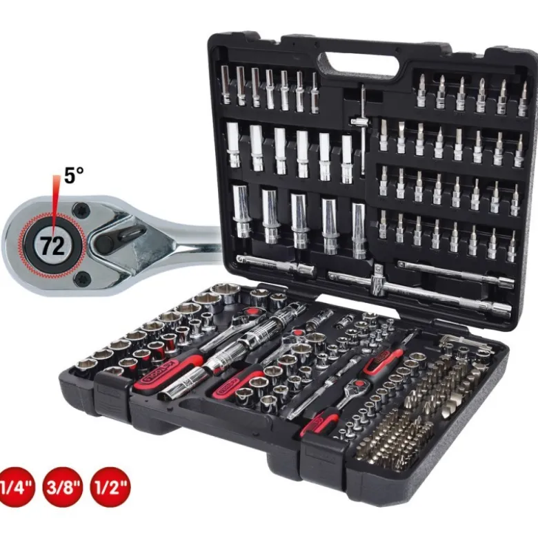 Coffret de douilles CHROMEplus 1/4'' + 3/8'' + 1/2'', 195 pièces - KSTools | 918.0795