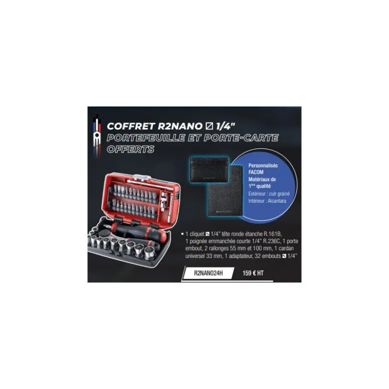 Coffret de douilles Nano 1/4" - Avec Cliquet Tête Ronde Édition Limitée Racing - FACOM | R2NANO24H