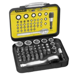 COFFRET D'EMBOUTS DE VISSAGE 1/4" 25MM + CLÉ A CLIQUET - JEU DE 39 PIÈCES - GAMME PRO STANLEY 1-13-906