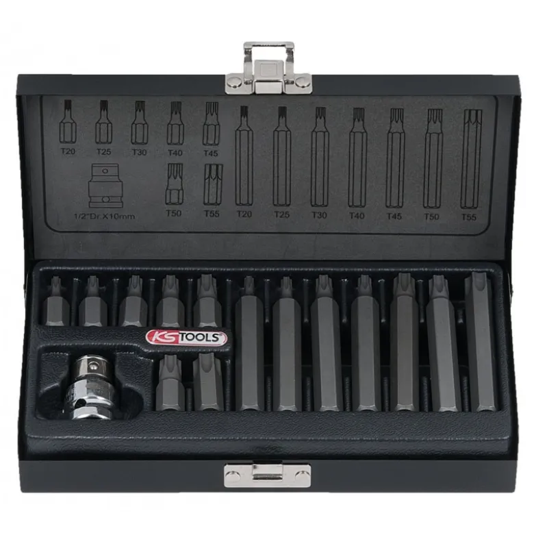 Coffret d'embouts KS TORX, 15 pièces: T20 - 25 - 30 - 40 - 45 - 50 - 55 - KS Tools | 911.5020