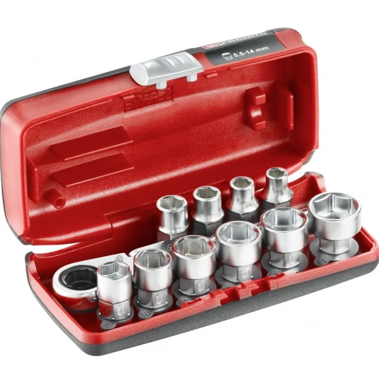 COFFRET DOUILLES HEX 1/4' 6P MM 11PC AVEC NOUVEAU CLIQUET R.180HX - FACOM FRANCE | RXPICOPB