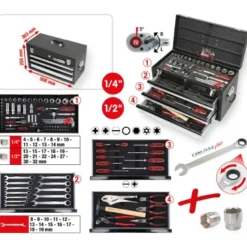 Coffret d'outils universels CHROMEplus 1/4'' + 1/2'', 99 pcs. - KSTools | 918.0100