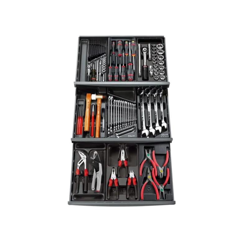 COMPOSITION DE 101 OUTILS AVEC SYSTEME DE RANGEMENT DE 9 MODULES POUR 3 TIROIRS CM.101APF