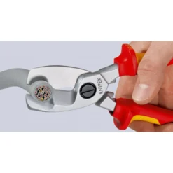 Coupe-câbles à double tranchants isolées par gaines bi-matière, certifiées VDE chromée 200 mm KNIPEX | 95 16 200