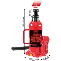 Cric bouteille hydraulique Performance, 16000 kg, levée : 227-457 mm - KSTools | 160.1115
