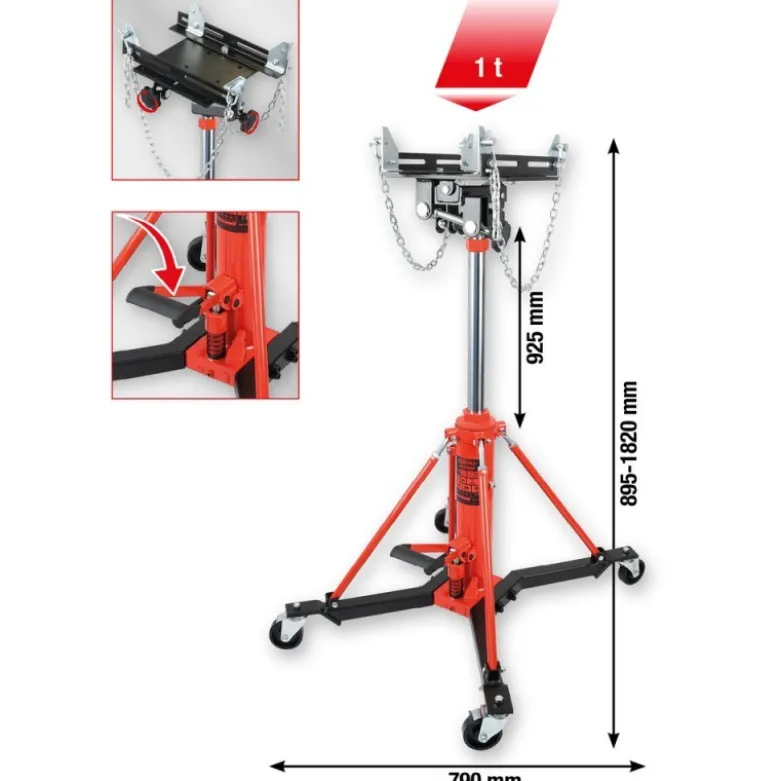 Cric hydraulique Performance pour boîte de vitesses avec plateau, 1 t - KSTools | 160.1310
