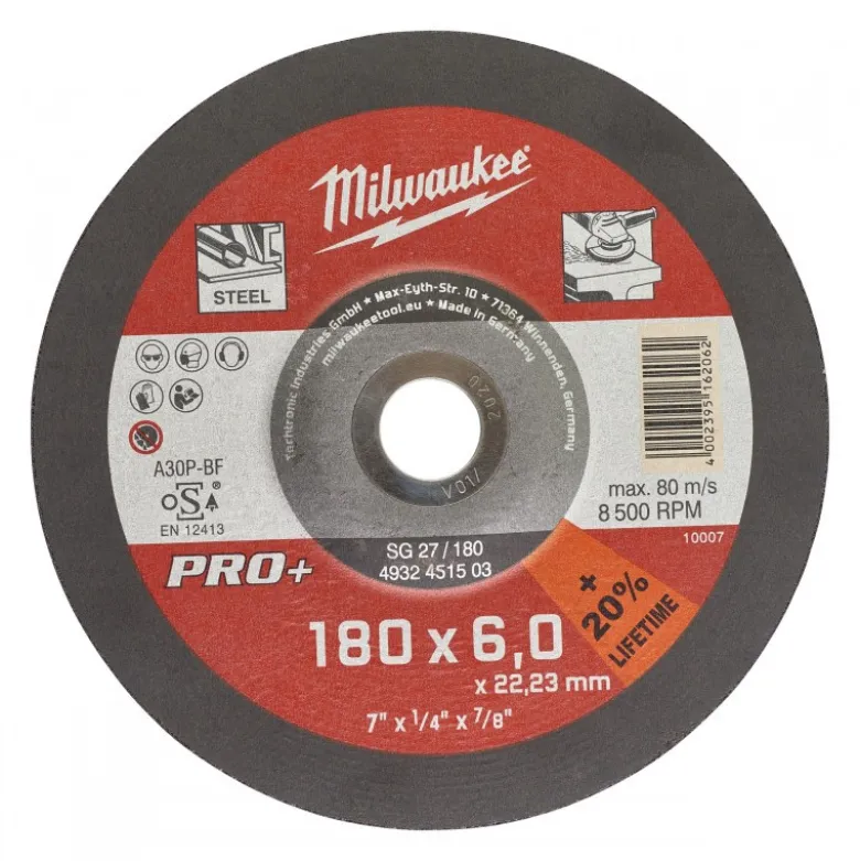 DISQUE A MEULER 180 EPAISSEUR 6 MM PRO+ 1PC - Milwaukee | 4932451503
