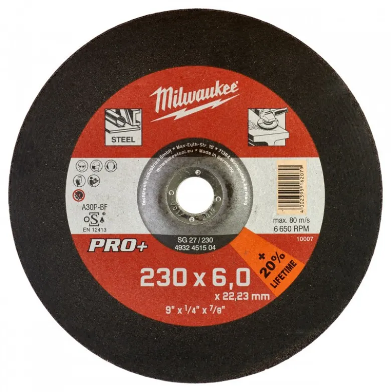 DISQUE A MEULER 230 EPAISSEUR 6 MM PRO+ 1PC - Milwaukee | 4932451504