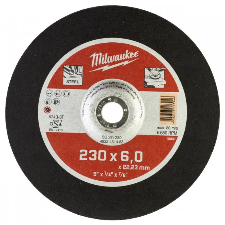 DISQUE A MEULER 230MM EPAISSEUR 6 MM CONTRACTOR 1PC - Milwaukee | 4932451483