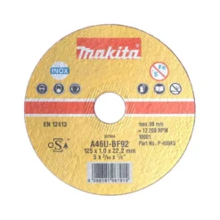 Disques à tronçonner métal et inox pour meuleuse Ø 230mm, Alésage 22,23mm, Epaisseur 1,9mm, (A) 60 T Makita | B-12273