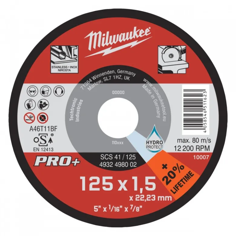 DISQUE À TRONÇONNER PRO+ 125MM X 1,5 MM - Milwaukee | 4932498002
