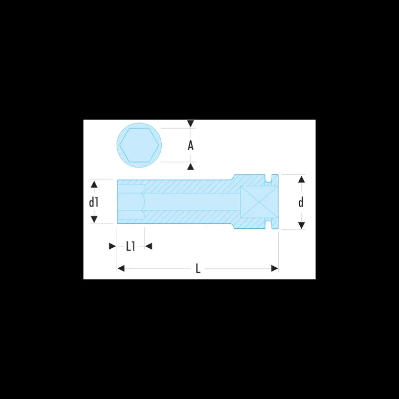Douille impact 1/2" longue 6 pans 19mm Facom | NS.19LA