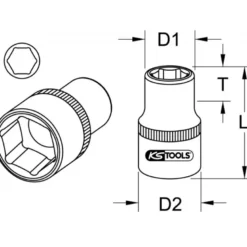 Douille INOX 6 pans 1/2", 32mm KSTools | 964.1232