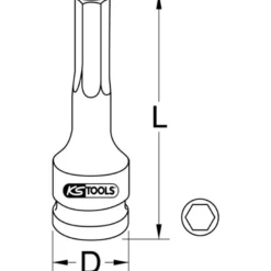 Douille mâle à chocs 6 pans 1/2'', L.75 mm - 10 mm KS Tools | 911.0928-E