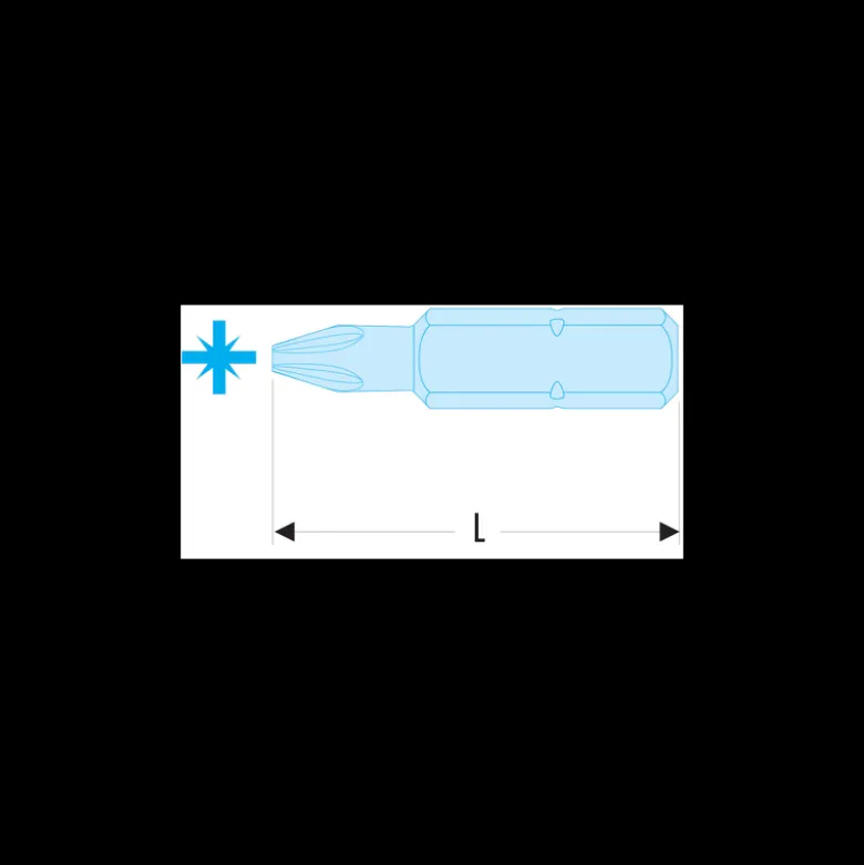 Embout de vissage PZ2 standard (série 2) pour vis cruciformes Pozidriv Facom | ED.202