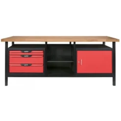Etabli professionnel d'atelier 1 porte et 3 tiroirs, L.2m - KS Tools | 865.0210