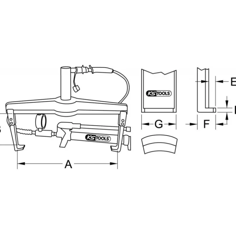 Extracteur universel à 2 griffes utilisation avec vérin hydrau, 640x225x17 mm KS Tools | 640.0217