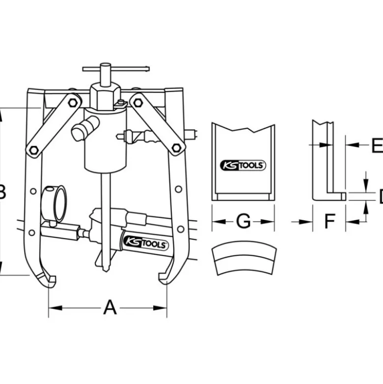 Extracteur universel à 2 griffes utilisation avec vérin hydrau, 1000x700x50 mm KS Tools | 640.0250