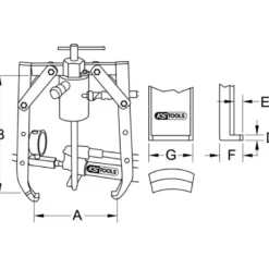 Extracteur universel à 2 griffes utilisation avec vérin hydrau, 700x400x30 mm KS Tools | 640.0230