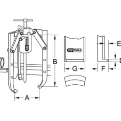 Extracteur universel à 3 griffes utilisation avec vérin hydrau, 700x400x30 mm KS Tools | 640.0330