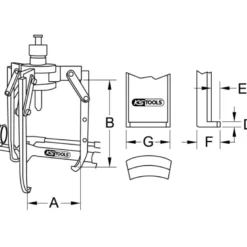 Extracteur universel à 3 griffes utilisation avec vérin hydrau, 500x440x17 mm KS Tools | 640.2417
