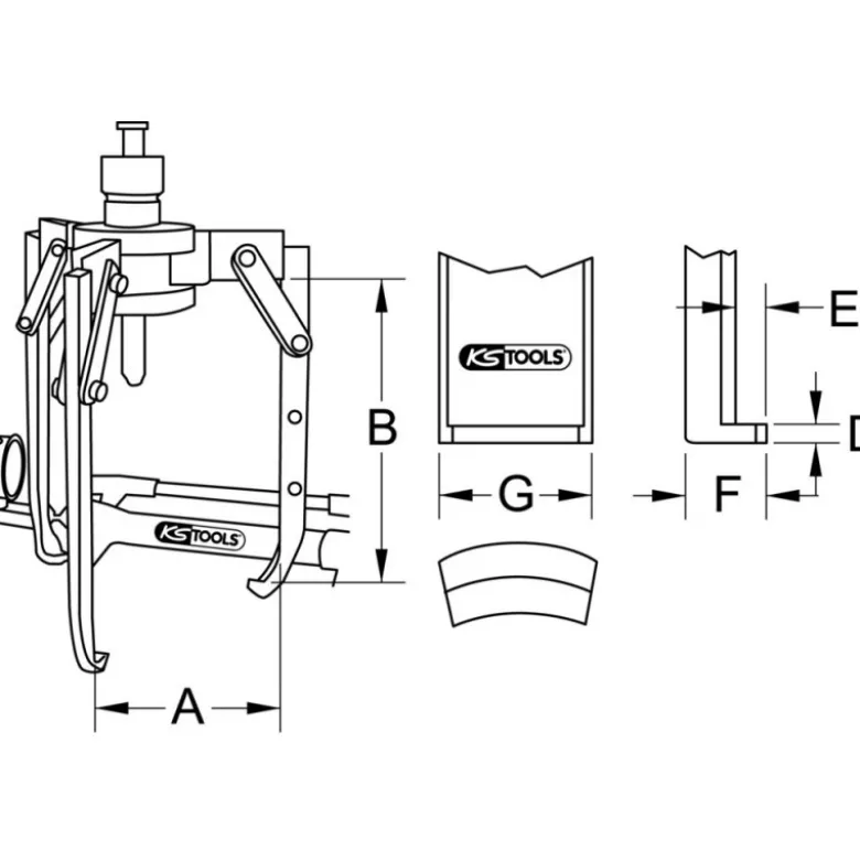 Extracteur universel à 3 griffes utilisation avec vérin hydrau, 500x440x17 mm KS Tools | 640.2417