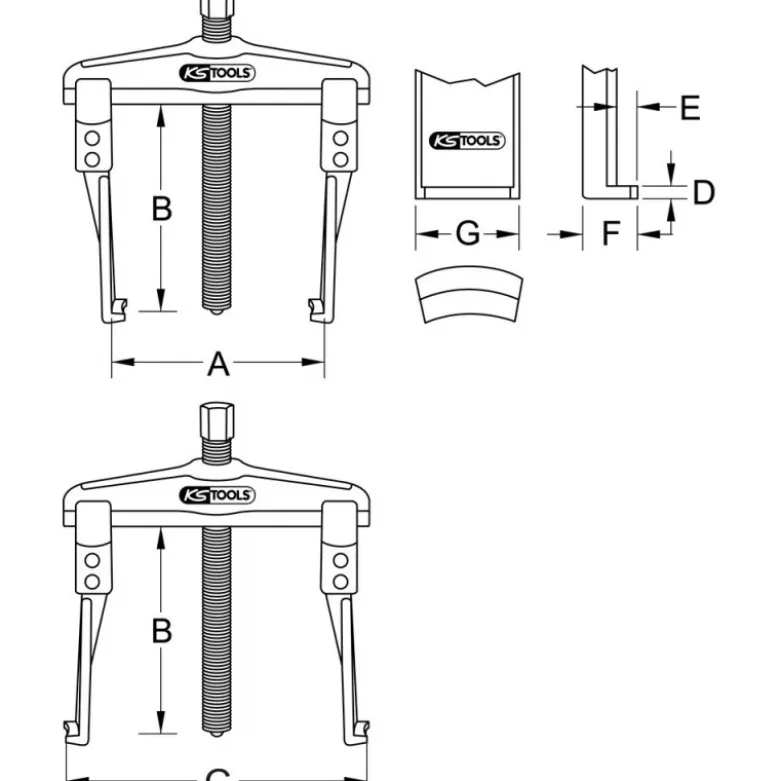Extracteur universel à 2 griffes extra-fines, 50-160 mm KSTools | 620.0043