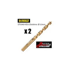 Forets Métal HSS- G (2 pièces) EXTREME Ø3,3mm - L:65mm DEWALT - DT5040