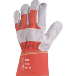 Gants docker EUROSTRONG 155 croûte vachette sup. gris, toile rouge - COVERGUARD | MO155