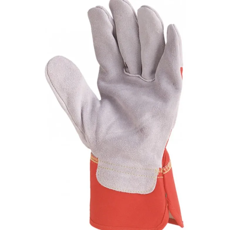 Gants docker EUROSTRONG 155 croûte vachette sup. gris, toile rouge - COVERGUARD | MO155