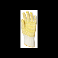 Gants en coton tricoté avec picots jaunes 1 face - Eurotechnique | 4365